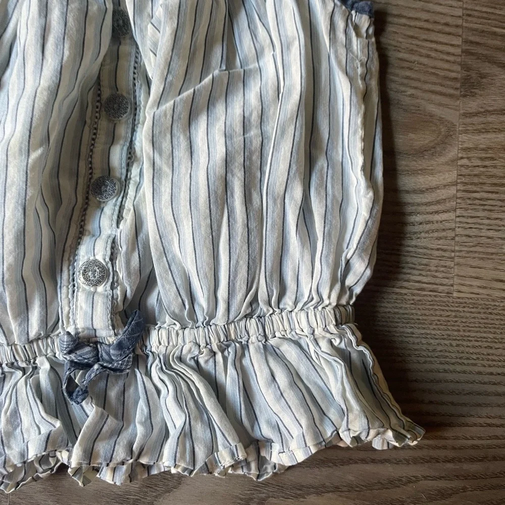 Ralph Lauren Striped Cotton Madras Top Peplum Cami Tie Shoulder Bows Size 18M